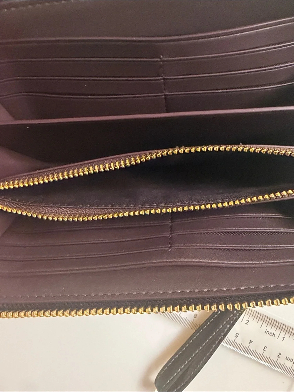 Coach Black Leather Zip Wallet with Gold Logo